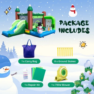 Costway 6-in-1 Winter Themed Snowman Inflatable Castle Kids Jumping House With 735W Blower 8 Costway 6-in-1 Winter Themed Snowman Inflatable Castle Kids Jumping House With 735W Blower - Image 8