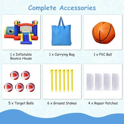 Costway Inflatable Castle Kids Bounce House W/ Slide Jumping & Playhouse Blower Excluded 8 Costway Inflatable Castle Kids Bounce House W/ Slide Jumping & Playhouse Blower Excluded - Image 8