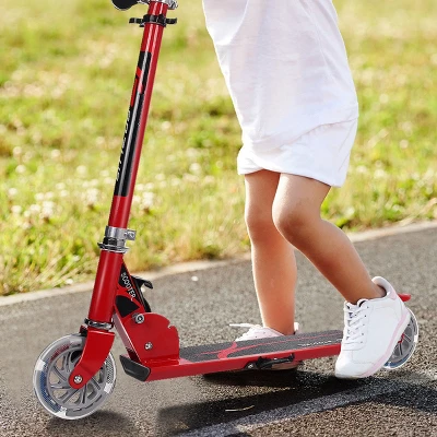 Costway Folding Aluminum 2 Wheel Kids Kick Scooter Adjustable Height LED Light Up 2 Costway Folding Aluminum 2 Wheel Kids Kick Scooter Adjustable Height LED Light Up - Image 2