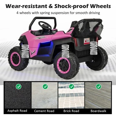 Costway 12V 2-Seater Kids Ride On UTV RC Electric Vehicle Suspension W/ Lights & Music 6 Costway 12V 2-Seater Kids Ride On UTV RC Electric Vehicle Suspension W/ Lights & Music - Image 6
