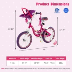 Costway 16'' Kids Bike With Doll Seat Girls Bicycle With Training Wheels For 4-7 Years Old Girl 14 Costway 16'' Kids Bike With Doll Seat Girls Bicycle With Training Wheels For 4-7 Years Old Girl -Costway Store GUEST 01a5f634 1ffb 4e94 9215 dfe47ddb50f9