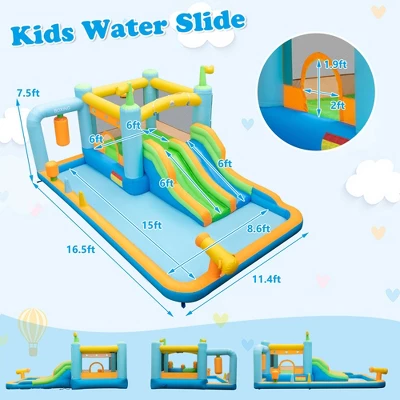 Costway Inflatable Water Slide Giant Kids Bounce House Park Splash Pool Without Blower 3 Costway Inflatable Water Slide Giant Kids Bounce House Park Splash Pool Without Blower - Image 3