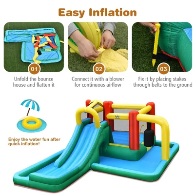 Inflatable Slide Water Park Climbing Bouncer Bounce House W/Tunnel & 735W Blower 7 Inflatable Slide Water Park Climbing Bouncer Bounce House W/Tunnel & 735W Blower - Image 7
