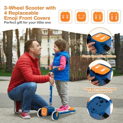 Honeyjoy Folding Adjustable Kids Toy Scooter W/LED Flashing Wheels Horn 4 Emoji Covers 6 Honeyjoy Folding Adjustable Kids Toy Scooter W/LED Flashing Wheels Horn 4 Emoji Covers - Image 6