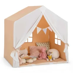 Costway Kid's Play Tent Toddler Playhouse Castle Solid Wood Frame With Washable Mat Orange/Pink 20 Costway Kid's Play Tent Toddler Playhouse Castle Solid Wood Frame With Washable Mat Orange/Pink -Costway Store GUEST 047e9926 e500 482c a311 223389d36b16