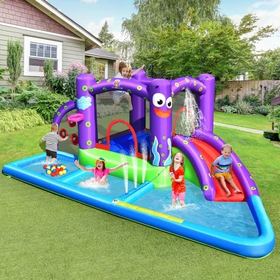 Costway Inflatable Water Slide Castle Kids Bounce House W/ Octopus Style Blower Excluded 2 Costway Inflatable Water Slide Castle Kids Bounce House W/ Octopus Style Blower Excluded - Image 2