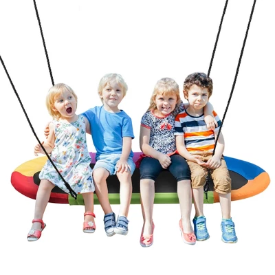 Costway 60'' Saucer Tree Swing Surf Outdoor Adjustable Kids Giant Oval Platform Swing Set Colorful/Blue/Green/Purple 10 Costway 60'' Saucer Tree Swing Surf Outdoor Adjustable Kids Giant Oval Platform Swing Set Colorful/Blue/Green/Purple - Image 10
