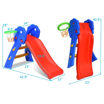Costway Children Kids Toddlers Folding Slide W/Bask 3 Costway Children Kids Toddlers Folding Slide W/Bask - Image 3