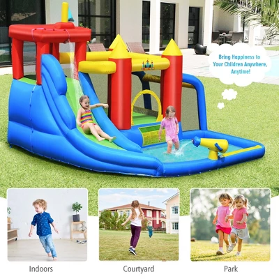 Costway Inflatable Bouncer Water Climb Slide Bounce House Splash Pool W/ Blower 3 Costway Inflatable Bouncer Water Climb Slide Bounce House Splash Pool W/ Blower - Image 3