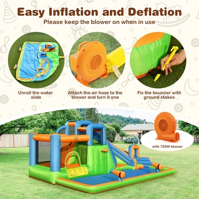 Costway Inflatable Water Slide Giant Bounce Castle With Dual Climbing Walls & 750W Blower 8 Costway Inflatable Water Slide Giant Bounce Castle With Dual Climbing Walls & 750W Blower - Image 8