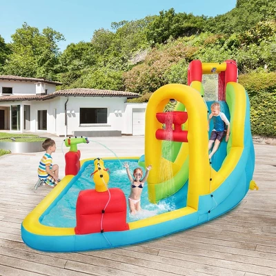 Costway Inflatable Water Slide Kids Bounce House W/480w Blower 1 Costway Inflatable Water Slide Kids Bounce House W/480w Blower