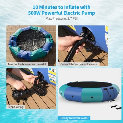 Costway 15FT Inflatable Water Bouncer Splash Padded Water Trampoline BlueYellow 3 Costway 15FT Inflatable Water Bouncer Splash Padded Water Trampoline BlueYellow - Image 3
