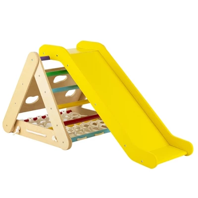 Costway 4 In 1 Wooden Climbing Triangle Set Triangle Climber W/ Ramp 1 Costway 4 In 1 Wooden Climbing Triangle Set Triangle Climber W/ Ramp