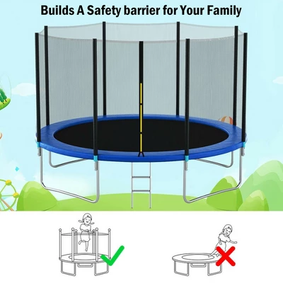 Costway 12/14/15/16FT Replacement Trampoline Safety Enclosure Net W/ Zipper & Buckle For 8/6 Poles 8 Costway 12/14/15/16FT Replacement Trampoline Safety Enclosure Net W/ Zipper & Buckle For 8/6 Poles - Image 8