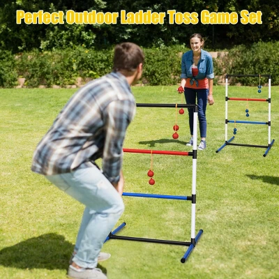 Costway Ladder Ball Toss Game Set Indoor Outdoor W/6 Bolas Score Tracker Carrying Bag 1 Costway Ladder Ball Toss Game Set Indoor Outdoor W/6 Bolas Score Tracker Carrying Bag