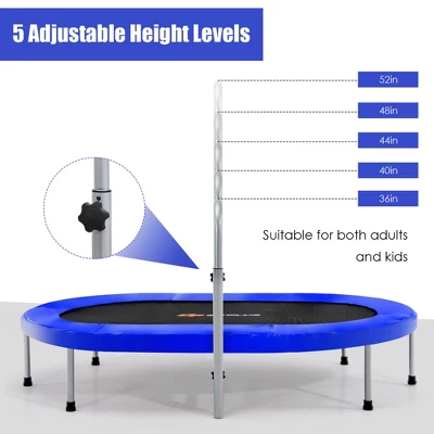Costway 50'' Trampoline For 2 People Foldable Rebouncer W/Adjustable Handrail RedBlue 6 Costway 50'' Trampoline For 2 People Foldable Rebouncer W/Adjustable Handrail RedBlue - Image 6