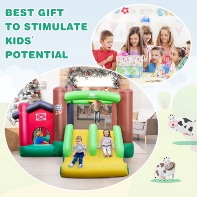 Costway Farm Themed Inflatable Castle Kids Bounce House W/ Double Slides 4 Costway Farm Themed Inflatable Castle Kids Bounce House W/ Double Slides - Image 4