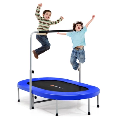 Costway 50'' Trampoline For 2 People Foldable Rebouncer W/Adjustable Handrail RedBlue 10 Costway 50'' Trampoline For 2 People Foldable Rebouncer W/Adjustable Handrail RedBlue - Image 10