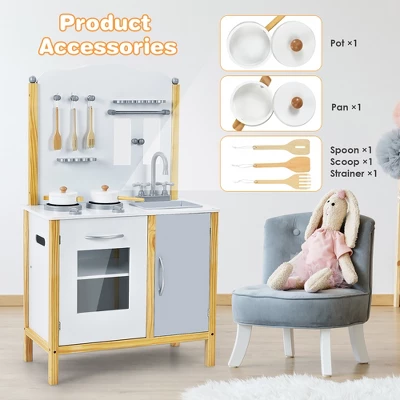 Costway Kids Play Kitchen Set Toddler Pretend Cooking Set W/ Cabinet&Accessories 9 Costway Kids Play Kitchen Set Toddler Pretend Cooking Set W/ Cabinet&Accessories - Image 9