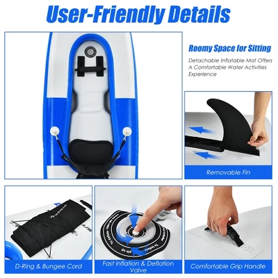 Costway 1 Person Inflatable Kayak Includes Aluminum Paddle With Hand Pump GreenBlue 5 Costway 1 Person Inflatable Kayak Includes Aluminum Paddle With Hand Pump GreenBlue - Image 5