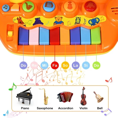 Costway Kids Rainbow Piano Keyboard 8 Keys Music Toy Gift W/ Animal Playground LED Light 5 Costway Kids Rainbow Piano Keyboard 8 Keys Music Toy Gift W/ Animal Playground LED Light - Image 5