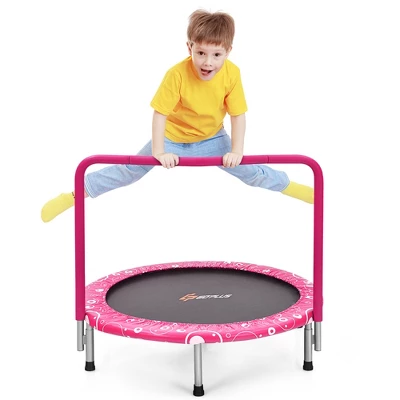 Costway 36'' Kids Trampoline Rebounder W/Full Covered Handrail & Pad Indoor Outdoor PinkBlue 11 Costway 36'' Kids Trampoline Rebounder W/Full Covered Handrail & Pad Indoor Outdoor PinkBlue - Image 11