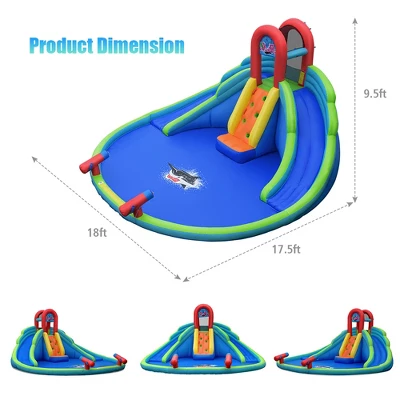 Costway Inflatable Bounce House Kids Water Splash Pool Dual Slides Climbing Wall Without Blower 1 Costway Inflatable Bounce House Kids Water Splash Pool Dual Slides Climbing Wall Without Blower