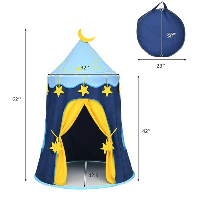 Costway Kids Foldable Pop Up Play Tent W/ Star Lights Carry Bag Indoor Outdoor 1 Costway Kids Foldable Pop Up Play Tent W/ Star Lights Carry Bag Indoor Outdoor