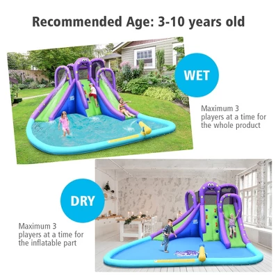 Costway Inflatable Water Park Octopus Bounce House 2 Slides Climbing Wall Without Blower 4 Costway Inflatable Water Park Octopus Bounce House 2 Slides Climbing Wall Without Blower - Image 4