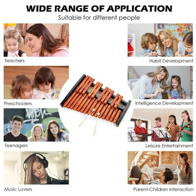 Costway 25 Note Xylophone Wooden Percussion Educational Instrument W/ 2 Mallets 5 Costway 25 Note Xylophone Wooden Percussion Educational Instrument W/ 2 Mallets - Image 5