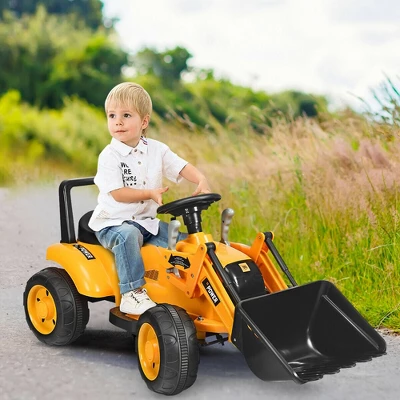 Costway Kids Ride On Excavator Digger 6V Battery Powered Tractor W/Digging Bucket Yellow 1 Costway Kids Ride On Excavator Digger 6V Battery Powered Tractor W/Digging Bucket Yellow