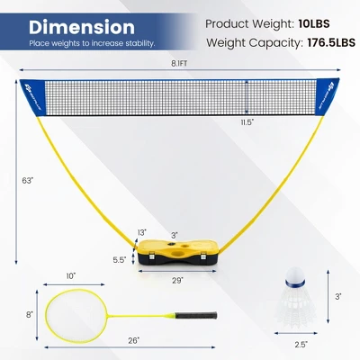 Costway Portable Badminton Set With 2 Shuttlecocks Badminton Rackets Outdoor Sport Game Set 2 Costway Portable Badminton Set With 2 Shuttlecocks Badminton Rackets Outdoor Sport Game Set - Image 2