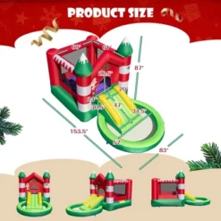 Costway Christmas-Theme Inflatable Bounce House W/ 550W Blower Christmas Gift For Kids