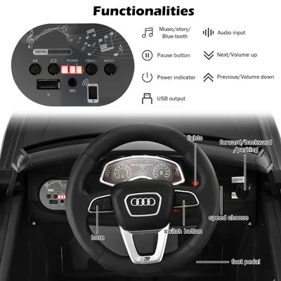 Costway Kids Ride On Car 12V Licensed Audi RS Q8 With Remote Control Lights Music WhiteBlackGreenPinkRed 6 Costway Kids Ride On Car 12V Licensed Audi RS Q8 With Remote Control Lights Music WhiteBlackGreenPinkRed - Image 6