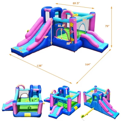 Bountech Inflatable Bounce Castle Dual Slides Jumping Bouncer W/ Climbing Wall 1 Bountech Inflatable Bounce Castle Dual Slides Jumping Bouncer W/ Climbing Wall