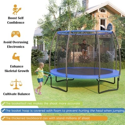 Costway 12FT Recreational Trampoline W/ Basketball Hoop Safety Enclosure Net Ladder 2 Costway 12FT Recreational Trampoline W/ Basketball Hoop Safety Enclosure Net Ladder - Image 2