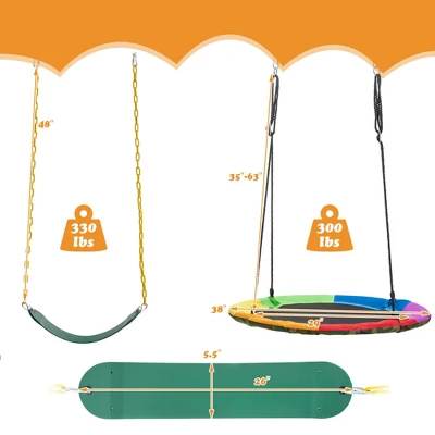 Costway 2-Pack Swing Set Swing Seat Replacement & Saucer Tree Swing For Indoor & Outdoor 1 Costway 2-Pack Swing Set Swing Seat Replacement & Saucer Tree Swing For Indoor & Outdoor