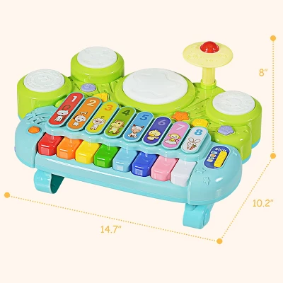 Costway 3 In 1 Musical Instruments Electronic Piano Xylophone Drum Set Learning Toys 1 Costway 3 In 1 Musical Instruments Electronic Piano Xylophone Drum Set Learning Toys