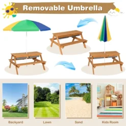 Costway 3-in-1 Kids Picnic Table Wooden Outdoor Sand & Water Table W/Umbrella Play Box Es 15 Costway 3-in-1 Kids Picnic Table Wooden Outdoor Sand & Water Table W/Umbrella Play Box Es -Costway Store GUEST 1575ddc2 b879 4743 8799 627df648702d