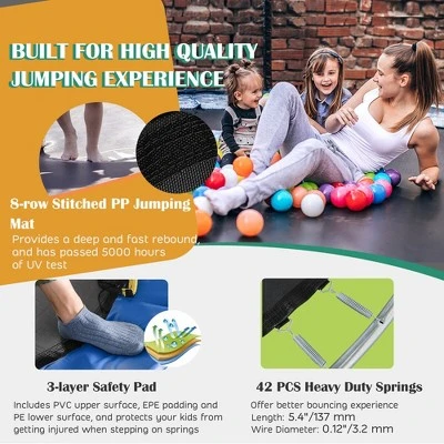 Costway 8 FT Recreational Trampoline W/ Basketball Hoop Safety Enclosure Net Ladder 5 Costway 8 FT Recreational Trampoline W/ Basketball Hoop Safety Enclosure Net Ladder - Image 5