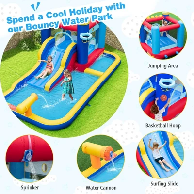 Costway 6-in-1 Inflatable Water Castle Kids Bouncer With 50 Ocean Balls & 735W Blower 5 Costway 6-in-1 Inflatable Water Castle Kids Bouncer With 50 Ocean Balls & 735W Blower - Image 5