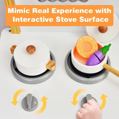 Costway Kids Play Kitchen Set Toddler Pretend Cooking Set W/ Cabinet&Accessories 5 Costway Kids Play Kitchen Set Toddler Pretend Cooking Set W/ Cabinet&Accessories - Image 5