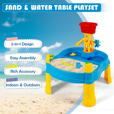Costway Kids Sand And Water Table Activity Table Sandbox W/ 18 Pcs Accessories 7 Costway Kids Sand And Water Table Activity Table Sandbox W/ 18 Pcs Accessories - Image 7