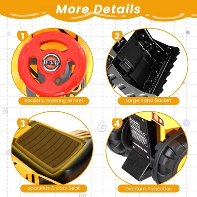 Costway Kids Toddler Ride On Excavator Digger Truck Scooter W/ Sound & Seat Storage Toy 9 Costway Kids Toddler Ride On Excavator Digger Truck Scooter W/ Sound & Seat Storage Toy - Image 9