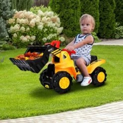 Costway Kids Toddler Ride On Excavator Digger Truck Scooter W/ Sound & Seat Storage Toy