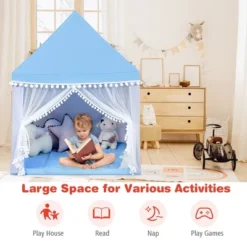 Costway Kids Play Tent Large Playhouse Children Play Castle Fairy Tent Gift W/ Mat PinkBlue 13 Costway Kids Play Tent Large Playhouse Children Play Castle Fairy Tent Gift W/ Mat PinkBlue -Costway Store GUEST 19217fbf 250e 4e17 b23a aad9fa17538a