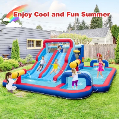 Costway Inflatable Water Slide Park Kids Bounce House Climbing Jumping Without Blower 1 Costway Inflatable Water Slide Park Kids Bounce House Climbing Jumping Without Blower