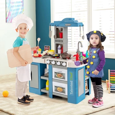 Costway Play Kitchen Set 67 PCS Kitchen Toy For Kids W/Food &Realistic Lights & Sounds 1 Costway Play Kitchen Set 67 PCS Kitchen Toy For Kids W/Food &Realistic Lights & Sounds