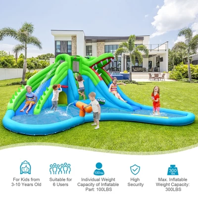 Costway Inflatable Kid Bounce House Dual Slide Climbing Wall Splash Pool W/Bag 2 Costway Inflatable Kid Bounce House Dual Slide Climbing Wall Splash Pool W/Bag - Image 2
