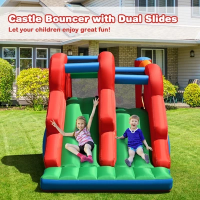 Costway Inflatable Bounce House 3-in-1 Dual Slides Jumping Castle Bouncer Without Blower 1 Costway Inflatable Bounce House 3-in-1 Dual Slides Jumping Castle Bouncer Without Blower
